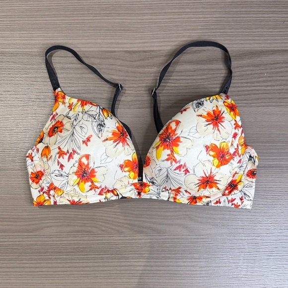 Victoria's Secret Other - Victoria's Secret Biofit Push-up Floral Bra - Cream, Red, Orange